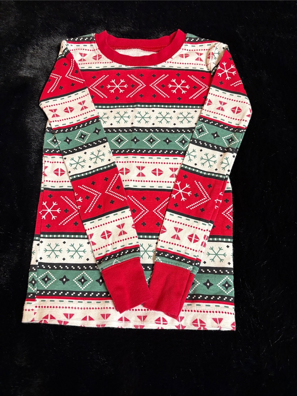 Carter's Red, Green & White Fair Isle Kids Pajama Top